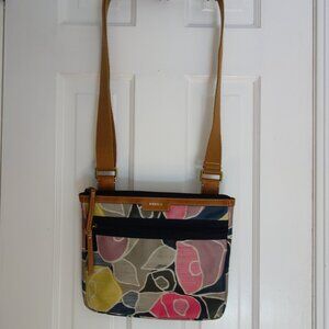 EUC FOSSILL Coated Floral Cross Body Purse Handbag